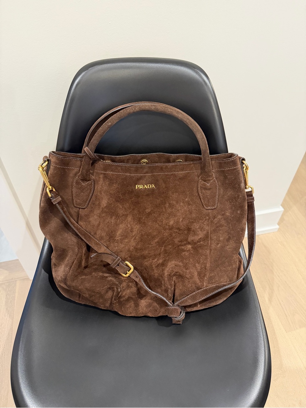Prada suede scamosciato shoulder bag.